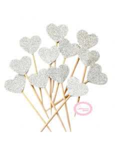 MiniToppers Coração Glitter Prata